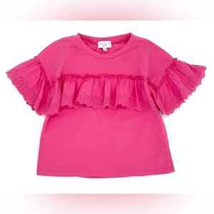 GUC Laura Ashley Big Girls Eyelet Detail Short-Sleeve Cotton Jersey Top, Pink M